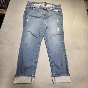 Earl Jeans Womens Size 24W Blue Skinny Leg Capri Distressed Stretch Denim